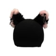 thumbnail image 1 of Quzzie Ski Helmet Cover Knitted Hat Fun Animal Ear Universal Helmet Accessory Wind Resistant Scratch Protection Winter Headgear Suitable for Snowboarding Skiing Team Use Pink Ear Black, 1 of 8