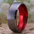 thumbnail image 4 of Wedding Rings For Men or Women. 8mm Gray Tungsten Wedding Band w Red Inside, 4 of 6