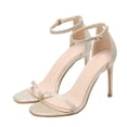 thumbnail image 4 of Zapatos de mujer Moda Color sólido Minimalistic Glitter Flock Thin Band Sexy Temperament Sandalias de tacón alto Wmkox8yii hfjk2075, 4 of 8