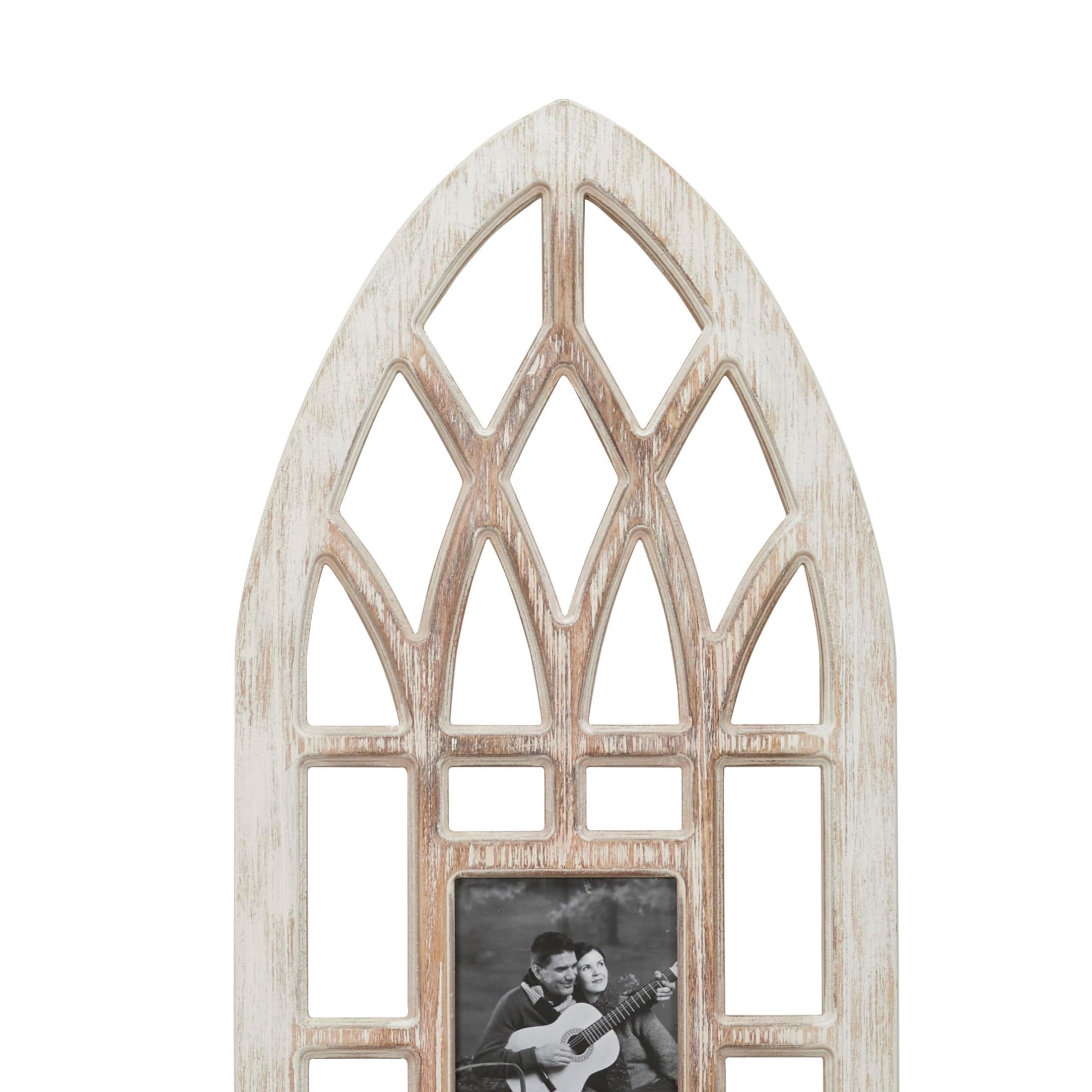 DecMode 3-Opening 5" x 7" Slim Arched Window Inspired Light Brown People Wall Photo Frame