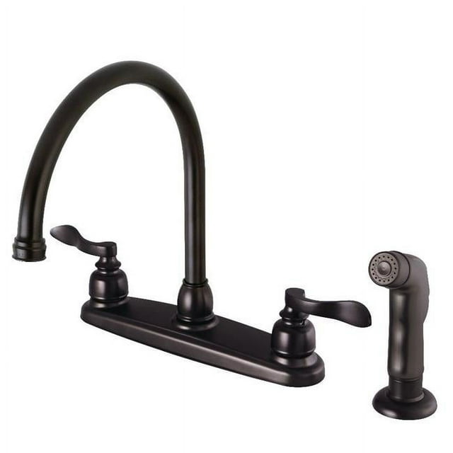 Kingston Brass FB795NFLSP 8 in. Center Gooseneck Kitchen Faucet, Oil Rubbed Bronze