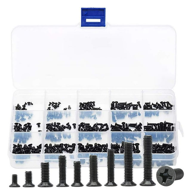 Stainless Steel Countersunk Head Screws Set, 450PCS M2/M2.5/M3 Flat Phillips Bolts, Precision Mini Threaded Screws for Computers & Self-Tapping Applications
