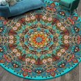 thumbnail image 4 of Clearance!Round Area Rugs for Bedroom Living Room Moroccan Style Mandala Printed Circle Mat Boho Rug Floor Carpet,40*40cm/15.75"*15.75", 4 of 7