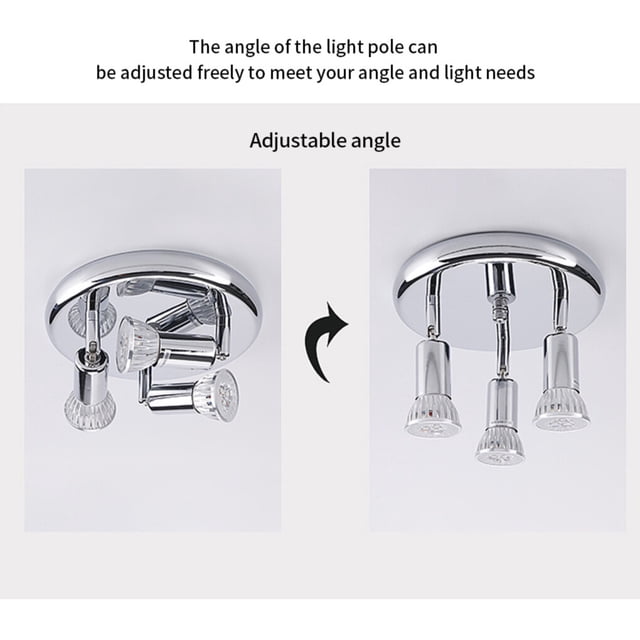 3 Way Round Plate Ceiling Spotlight Cabinet Rotatable LED Light Bulbs Home Lighting No Bulb