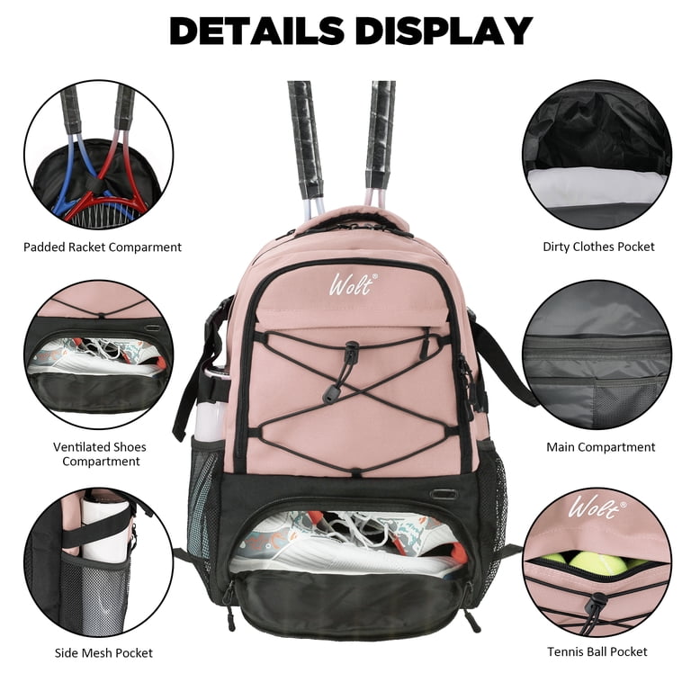 2-Racket Tennis Backpack with Ventilated Shoe Compartment Durable Tennis Backpack for 2 Rackets – Ventilated Shoe  main image 2