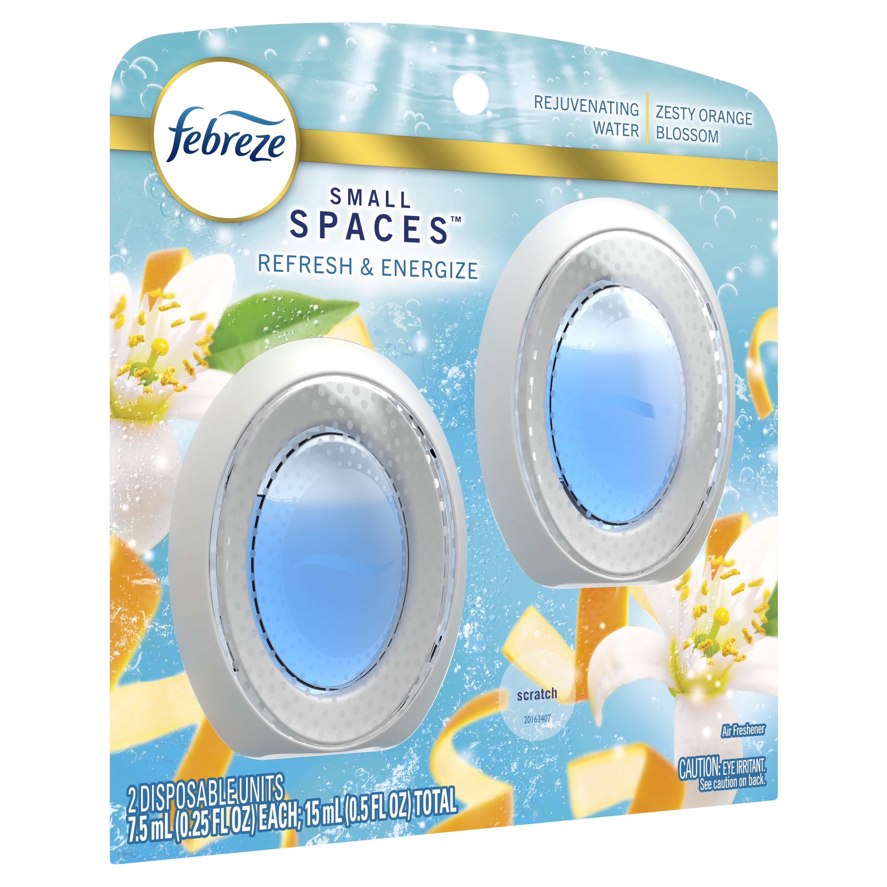 Febreze Small Spaces Air Freshener Refresh & Energize Zesty Orange Blossom  , .25 fl. oz., Pack of 2