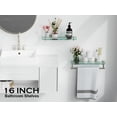 thumbnail image 6 of Bathroom Glass Shelf with Railing, Floating Tempered Glass Bathroom Wall Shelf Rectangle 16 Inch Over The Toilet Storage Cabinet, Gaming Floating Shelves, Bathroom Accessories and Home Decor, 6 of 11