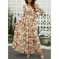 thumbnail image 3 of SHEWIN Women's Maxi Dresses with Long Sleeve Bohemian Floral Loose Casual High Waist Boho Printed Maxi Dress Beach Party Dress S, 3 of 11