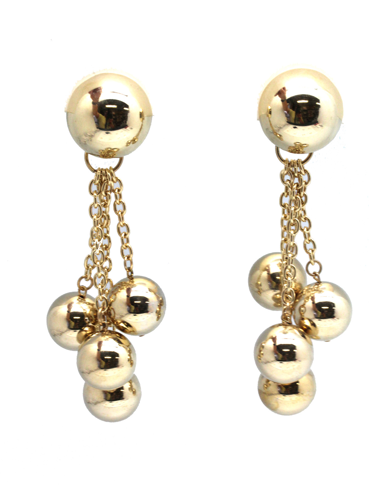 Clip On Dangling Golden Ball Earrings