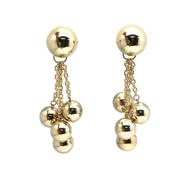 Fashion Clip On Earring Clip On Dangling Golden Ball Earrings