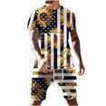 thumbnail image 2 of TIMIFIS Tenues 2 Pcs pour Hommes 4 Juillet Été Décontracté Imprimé Drapeau USA Col Rond Manches Courtes et Shorts - Printemps/été, 2 of 5