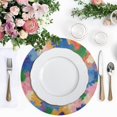 thumbnail image 2 of 15 Inch Round Grid Plate Mats Heat Non-Slip Resistant PVC Placemats for Kitchen Dining Table Decor Colorful Splashes and Brushstrokes 1PCS, 2 of 5