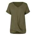 thumbnail image 4 of Women's T-shirts Women's Casual Top Short Sleeve Knot Shirts Slim Fit V Neck T Shirt Tops T-shirts, 4 of 5
