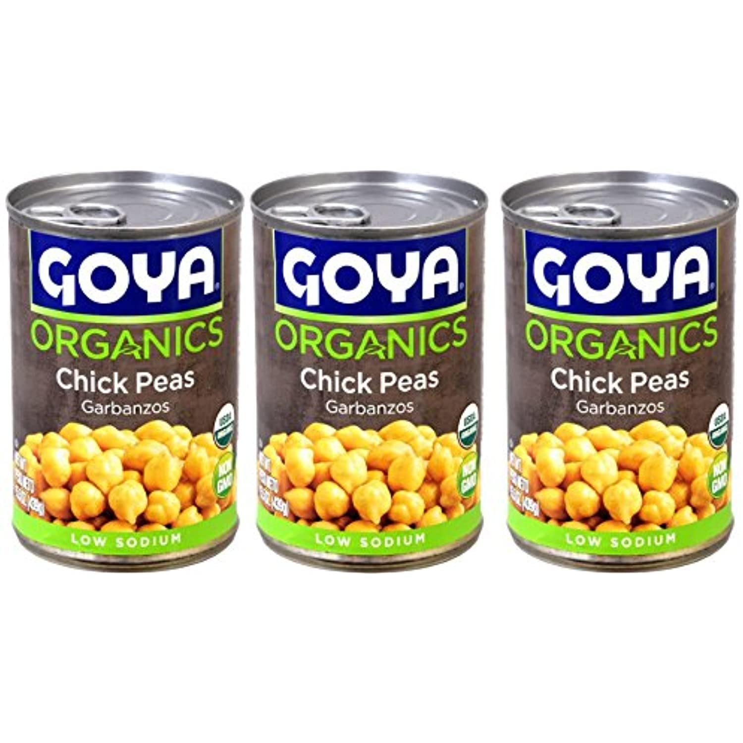 Goya Organic Chick Peas, 15.5 Oz (3 Pack) Garbanzos - Non Gmo, Low 
