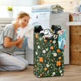 thumbnail image 5 of Yayeee Freestanding Laundry Hamper with Handle Collapsible Large Storage Basket for Clothes, Orange Flowers, 5 of 7