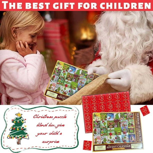 Advent Calendar 2024 Kids, 24 Days Christmas Countdown Calendar with 24Pcs Gr1nch Figure Christmas Tree Decorations, Perfect Christmas Gifts for Boys Girls Figure Jigsaw Puzzle
