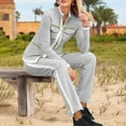 thumbnail image 5 of UAMVSH Women's 2 Piece Outfits Trendy Color Block Sweatsuit Full Zip up Jacket Top and Straight Leg Sweatpants Tracksuit Lounge Travel Sets(Medium,Gray), 5 of 7