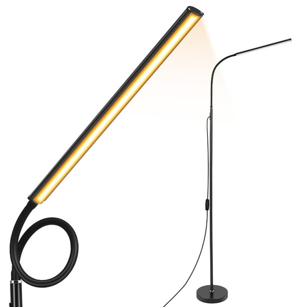 WORGEOUS Lámpara de pie Luz de lectura ajustable Lámpara de pie de alto brillo Luz LED de piso