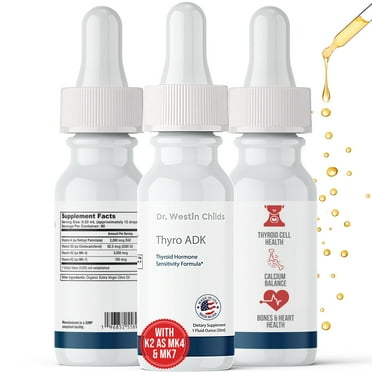 Dr. Westin Childs Thyro ADK - Thyroid Hormone Sensitivity Formula with Vitamin A, D, K2 (as MK4) in Organic Extra Virgin Olive Oil Base, 90 Servings