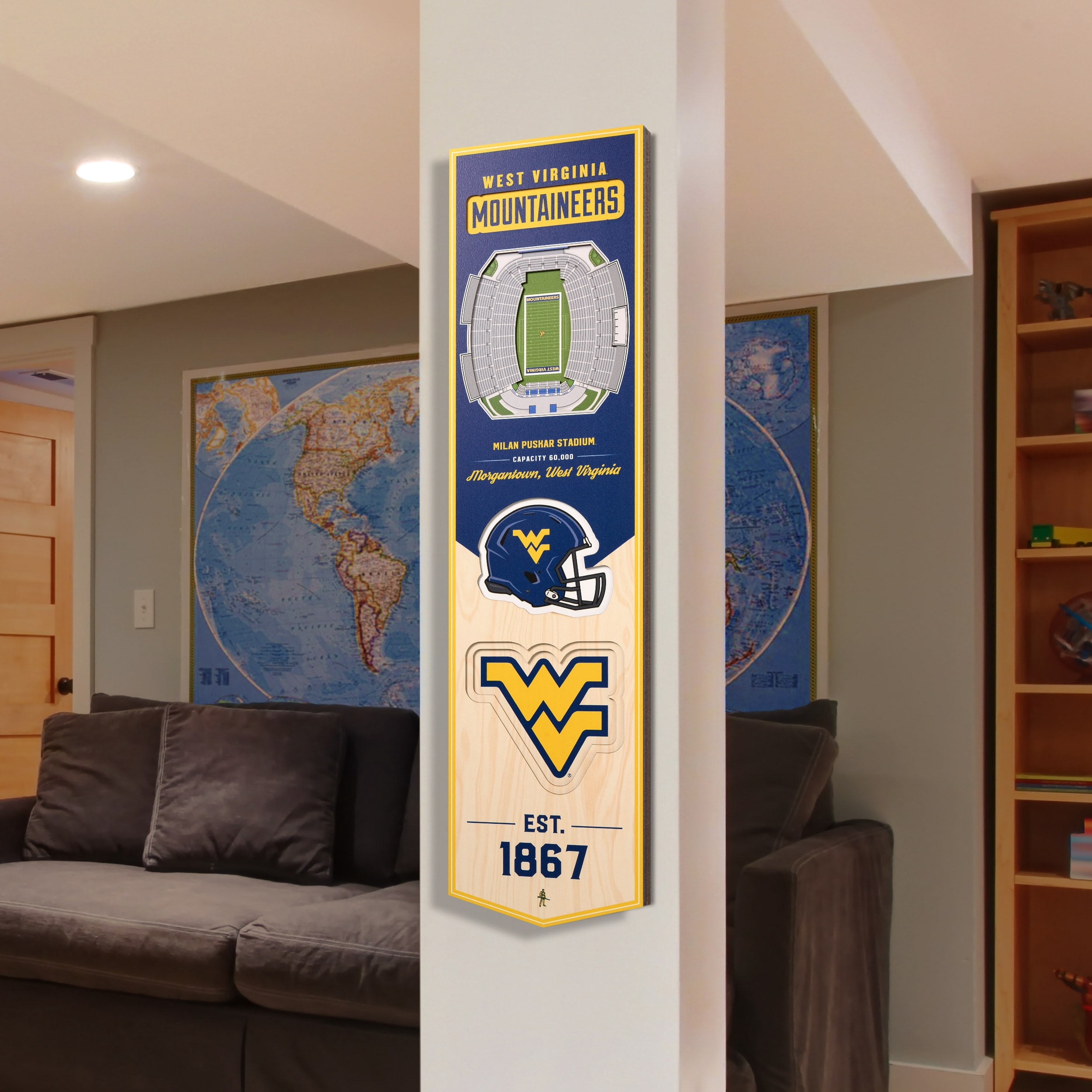 West Virginia Mountaineers 8'' x 32'' 3D StadiumView Banner