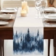 thumbnail image 3 of Spring Blue Forest 120 Inch Table Runner, Watercolor Tree Abstract Art Farmhouse Dresser Scarf Cotton & Linen Tablerunner for Dining/Kitchen Island/Holiday Party Décor 13" x 120", 3 of 9