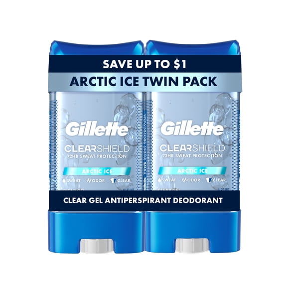 Gillette Antiperspirant Deodorant for Men, Clear Gel Arctic Ice Twin Pack, 3.8 oz