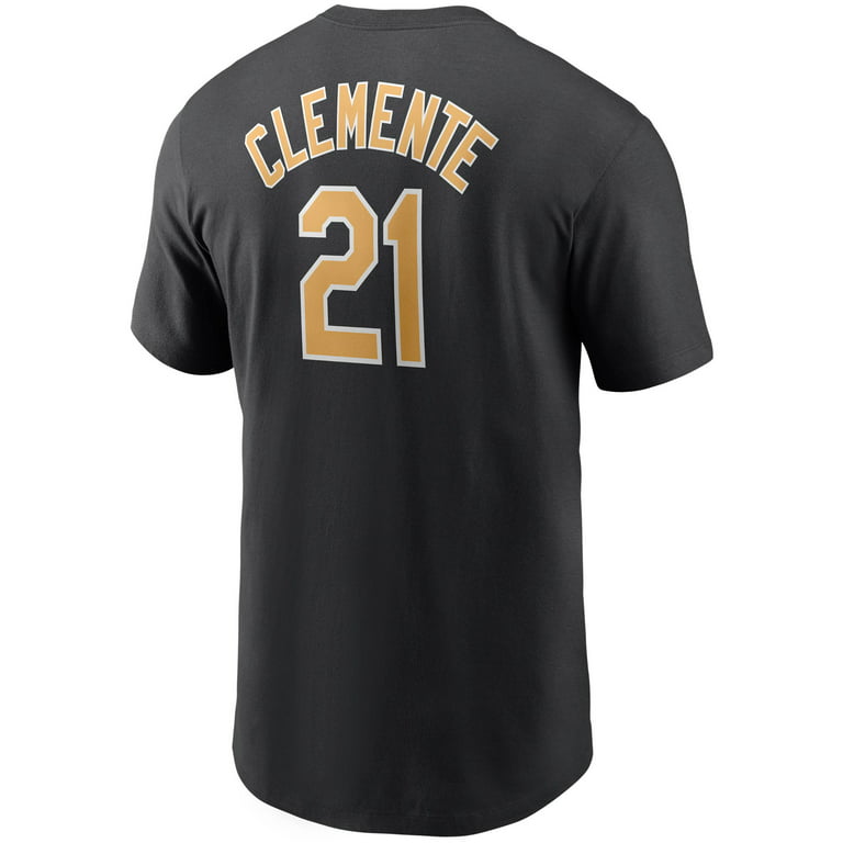 Men's Nike Roberto Clemente Black Pittsburgh Pirates Cooperstown Collection  Name & Number T-Shirt