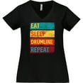 thumbnail image 3 of Inktastic Marching Band Drummer Eat Sleep Drumline Repeat Women's Plus Size V-Neck T-Shirt, 3 of 5