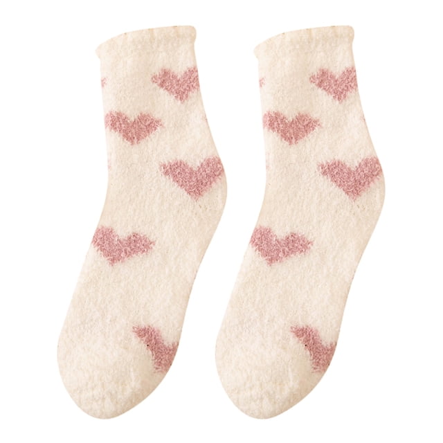 ManxiVoo Womens Soft Socks with Heart Pattern Lightweight Cotton Design for Athletic and Daily Comfort Wear One Size Size White