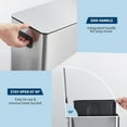 thumbnail image 3 of Garvee 4 Gallon Step Trash Can, 15 Liter Rectangle Slim Garbage Can for Bathroom, Stainless Steel Rubbish Bin with Removable Inner Bucket, Perfect for Kitchen, Office, 3 of 7