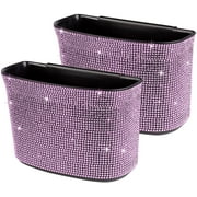 eing Car Trash Can Bling Crystal Auto Storage Pockets,100% Leak Proof Car Trash Container Bin Car Garbage Bag Hanging for Backside/Gearshift/Center Console,(2 - Pack, Pink)