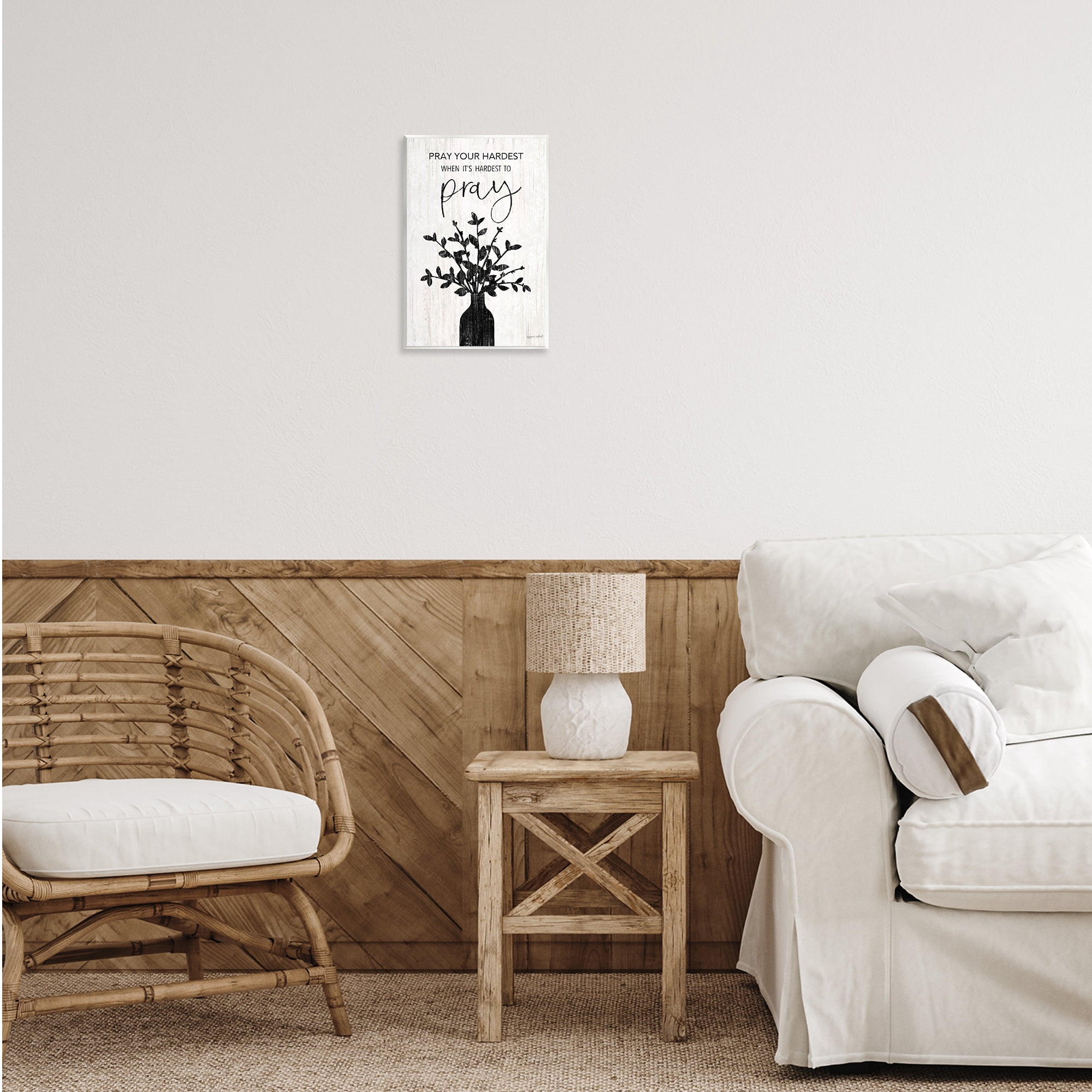 Stupell Industries Pray Your Hardest Religious Painting Unframed Art Print Wall Art, 10 x 15