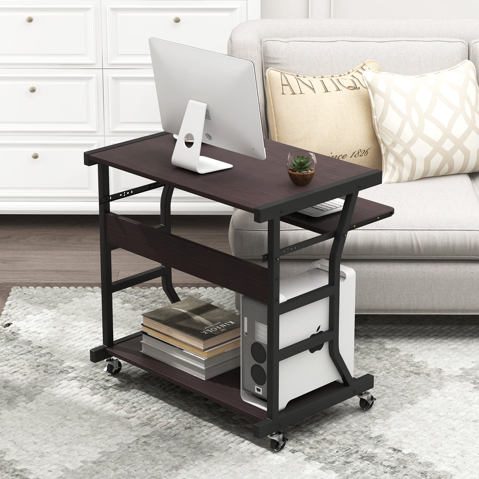 Giantex Mobile Computer Desk, Study Writing Desk w/Pull-out Keyboard Tray, Perfect for Home & Office