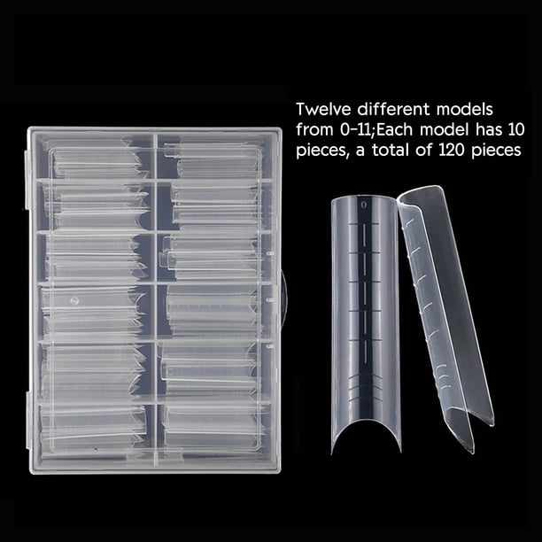 120 unidades de puntas de uñas de ABS extra largas con curva C, rectas y cuadradas, con estuche; uñas francesas XXL para salón, DIY, arte de uñas y bodas