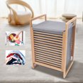 thumbnail image 3 of Clothes Basket Storage Wooden Bathroom Laundry Hamper Cabinet Freestanding Home 15.75*13.78*23.62in, 3 of 9