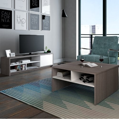 Bestar Small Space 2Piece Storage Coffee Table and TV Stand Set in