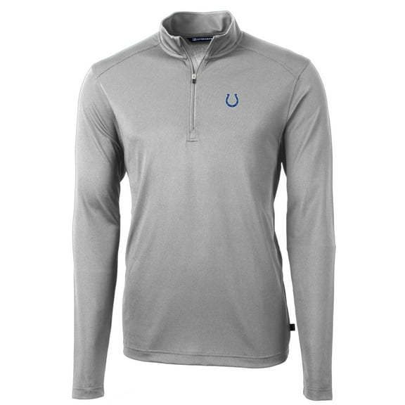 Men's Cutter & Buck Gray Indianapolis Colts Big & Tall Virtue Eco Pique Quarter-Zip Pullover Jacket