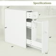 thumbnail image 4 of Giantex Freestanding Bathroom Floor Cabinet, Small Storage Cabinet W/2 Drawers, Wooden Narrow Organizer, Side Cabinet for Bathroom, Kitchen, Living Room, White, 4 of 8