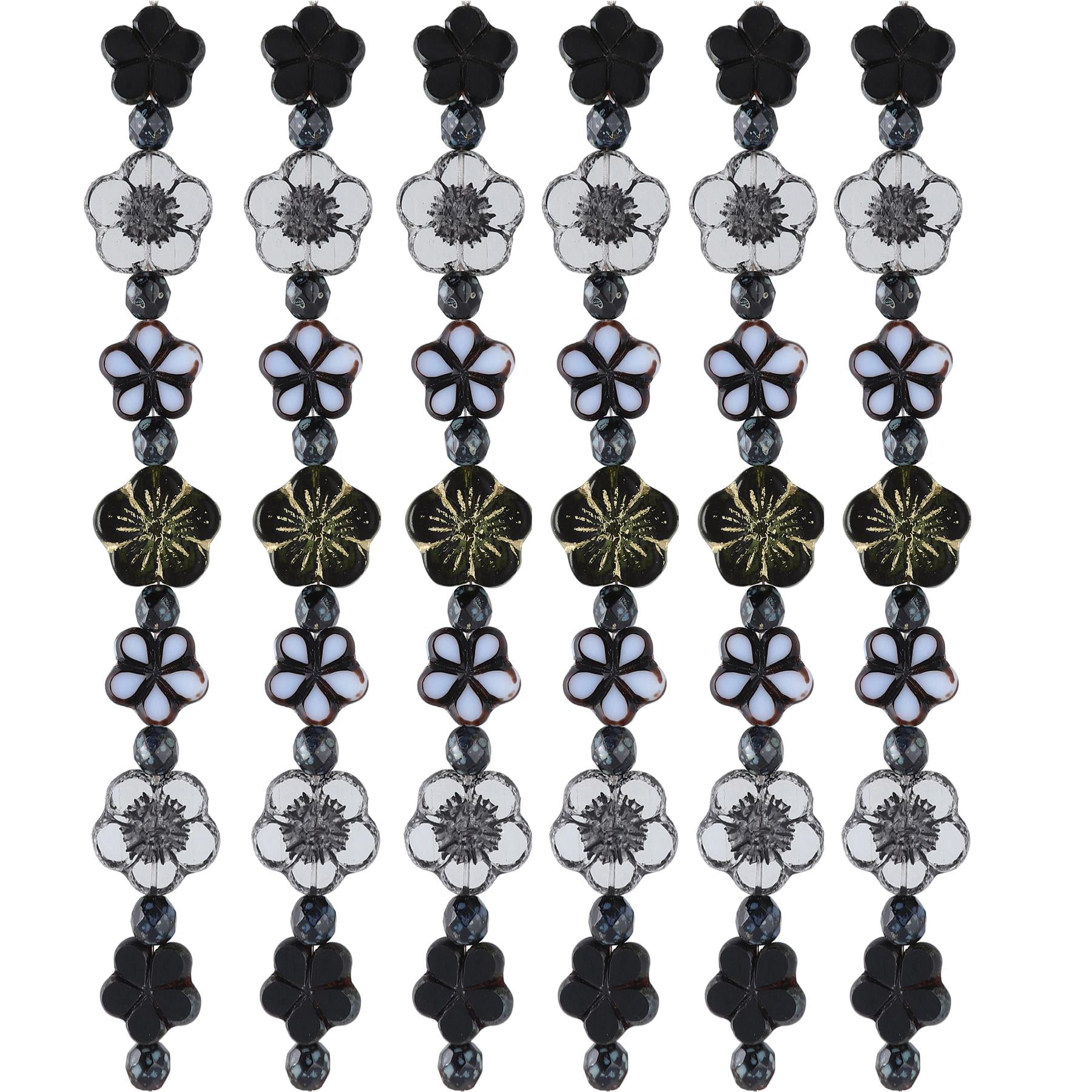 The Beadsmith Czech Glass Strands – Pressed & Table Cut Beads – 6 x 7-Inch Strands, 14 Beads Per Strand – Black Tea Mix – for Jewelry Making, Decorations & DIY Crafts