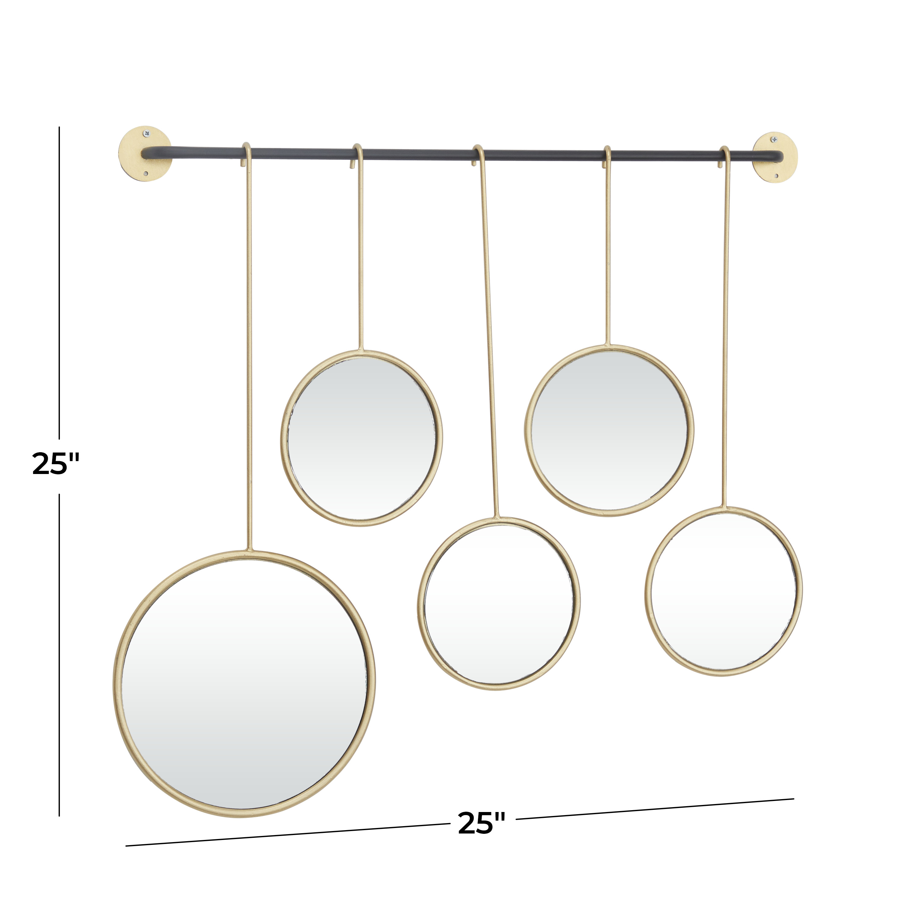 CosmoLiving by Cosmopolitan 25" x 25" Gold Wall Mirror with Hanging Rod
