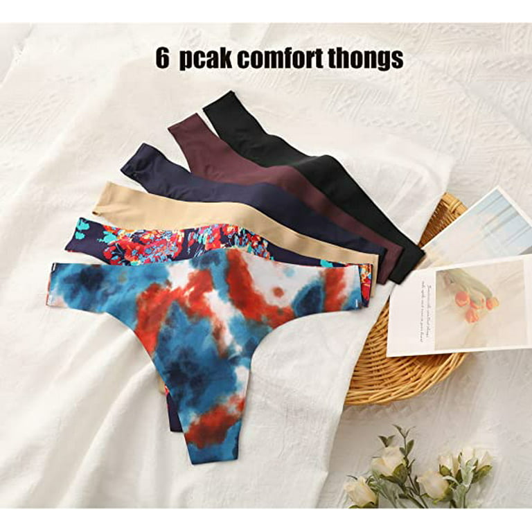 LEVAO Seamless Thongs for Women No Show Panties VPL-Free Underwear Cotton  Thongs Sexy G-String Panties 6 Pack S-XL 