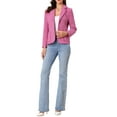 thumbnail image 2 of INSPIRE CHIC Women's Tweed Blazer Notch Lapel Long Sleeve Fall Elegant Business Casual Jacket S Hot Pink, 2 of 5