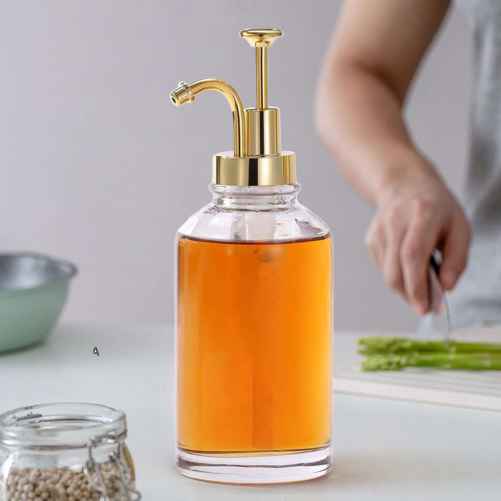 Huayishang Water Bottle Coffee Syrup Dispenser Coffee Dispenser Glass Syrup Bottle Coffee Syrup Bottle Dispenser for Coffee Bars Home Decoration, Kitchen Essentials Clearance Sale Gold