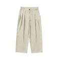 thumbnail image 3 of Fengqque Men's Pleated Wide Leg Casual Dress Pants Elastic Waist Baggy Relaxed Loose Fit Slacks Business Casual Wear Beige 3XL, 3 of 5