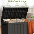 thumbnail image 2 of PATIOEASY 180 Gallon Deck Box, Lockable,UV-Resistant, Resin Outdoor Toys Storage Box Waterproof, Patio Storage Box for Bicycles, Skis, Tables-Black, 2 of 9