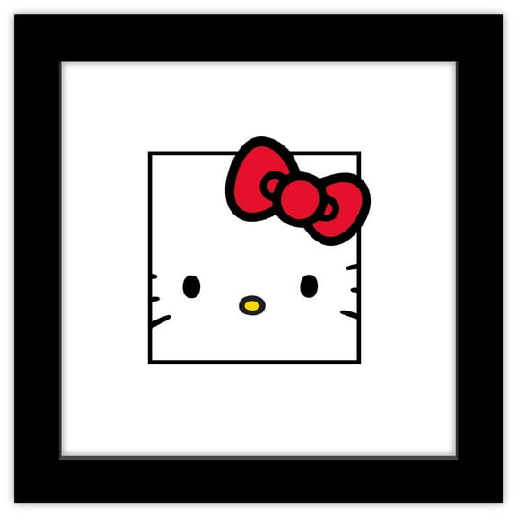 Gallery Pops Sanrio Hello Kitty - Hello Kitty Happy Face Wall Art, Black Framed Version, 12" x 12"