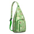 thumbnail image 1 of Cartoon Frog Sling Backpack - Whimsical Frog & Flower Print Design, Compact Lightweight Daypack for Cycling & Photography, 1 of 4