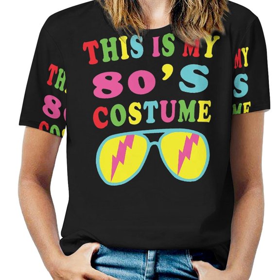 80s Costume Glasses Women's T-Shirt Short Sleeve T Shirts Tops Tee Ladies Loose T