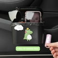 thumbnail image 4 of Creative Car Trash Can Bin with Lid Trash Bags Small Car Leakproof Garbage Can Dinosaur Pattern Dust Bin Organizer Container Dinosaur One Size, 4 of 11