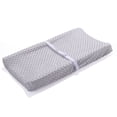 thumbnail image 1 of Funda para cambiador - Fundas para cambiador de felpa ultrasuaves con lunares minky Fundas para cambiador transpirables Sábanas para cambiador que se pueden limpiar (gris azul), 1 of 5